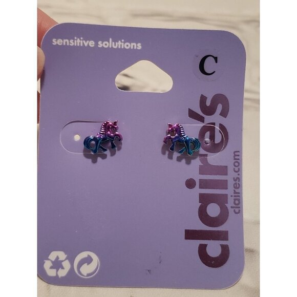 Nwt Claire's Multi-Color Unicorn Earrings Post Back For Pierced Ears Sensitive - Picture 1 of 1